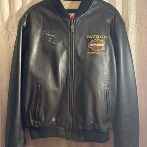 Harley-Davidson Patriot Fairfax Virginia Leather Bomber Jacket 100%Leather